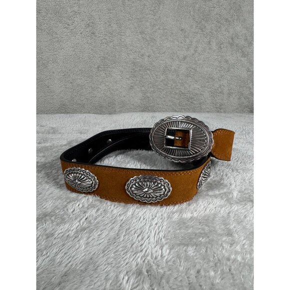 Kate Cate Calfskin Womens Belt With Silver-Tone Conchos XXS 25-29\